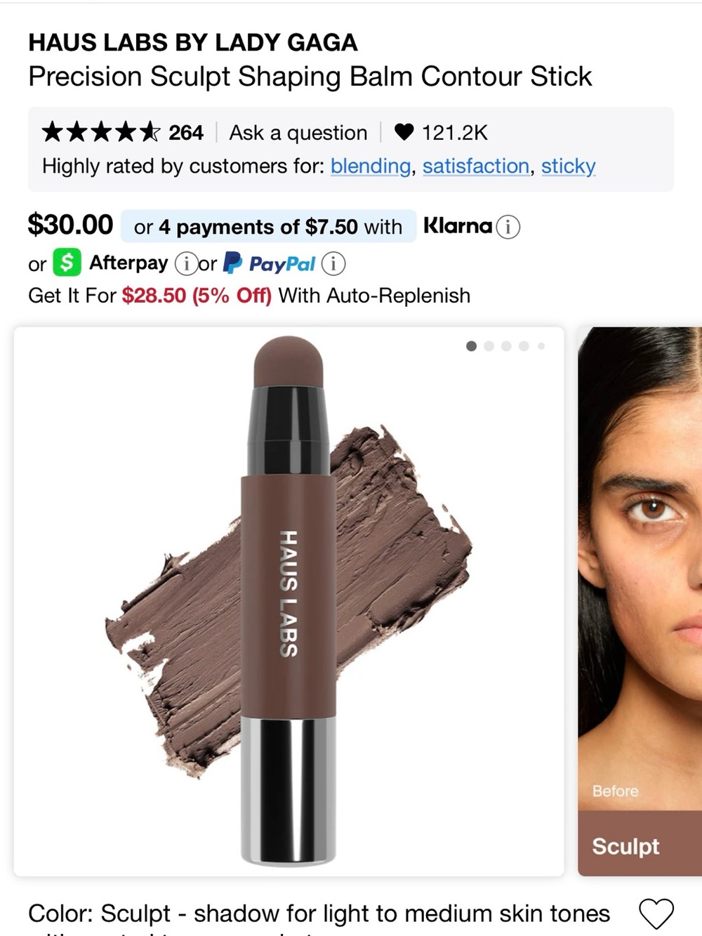 NWT Haus Labs by Lady Gaga Precision Sculpt Shaping Balm Contour Stick